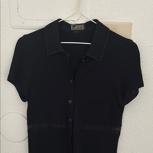Versace Black Short Sleeve Polo Button Down Shirt